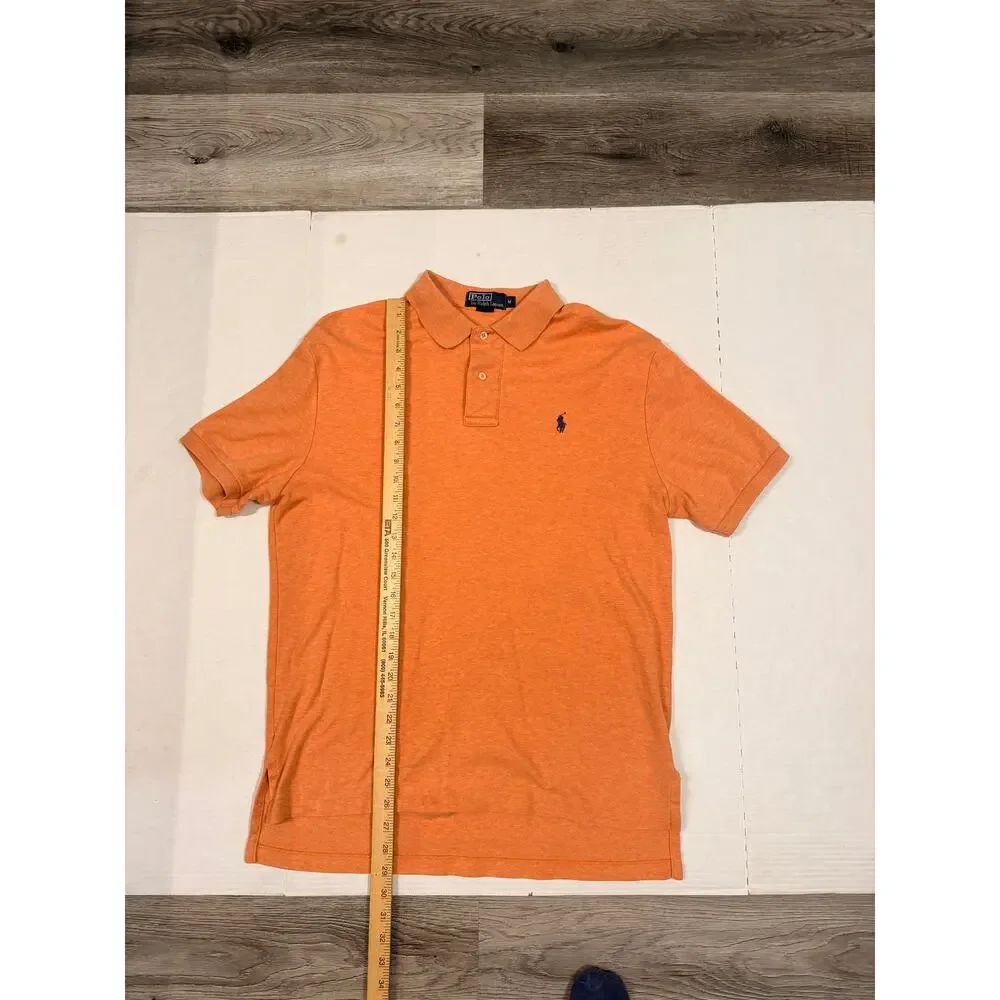 Polo Ralph Lauren Mens M Orange Short Sleeve Polo Shirt Pony Logo Preppy Golf